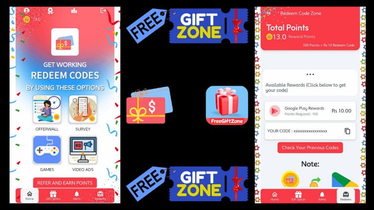 Get Free Google Play Redeem Codes Using FreeGiftZone.in