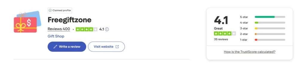 Freegiftzone Trustpilot Ratings