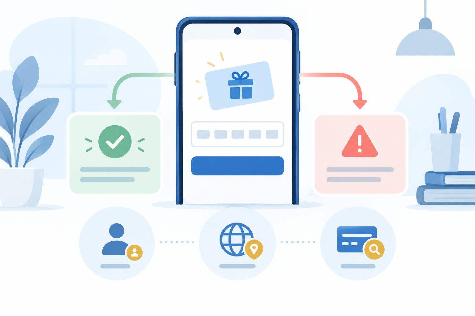 Smartphone showing Google Play code redemption checks for account, region and code status